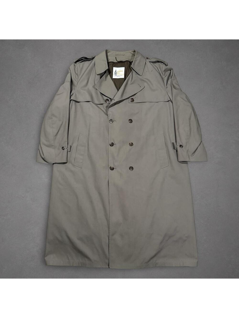 London Fog Double Breasted Khaki Trench Coat Size 54 XL Long